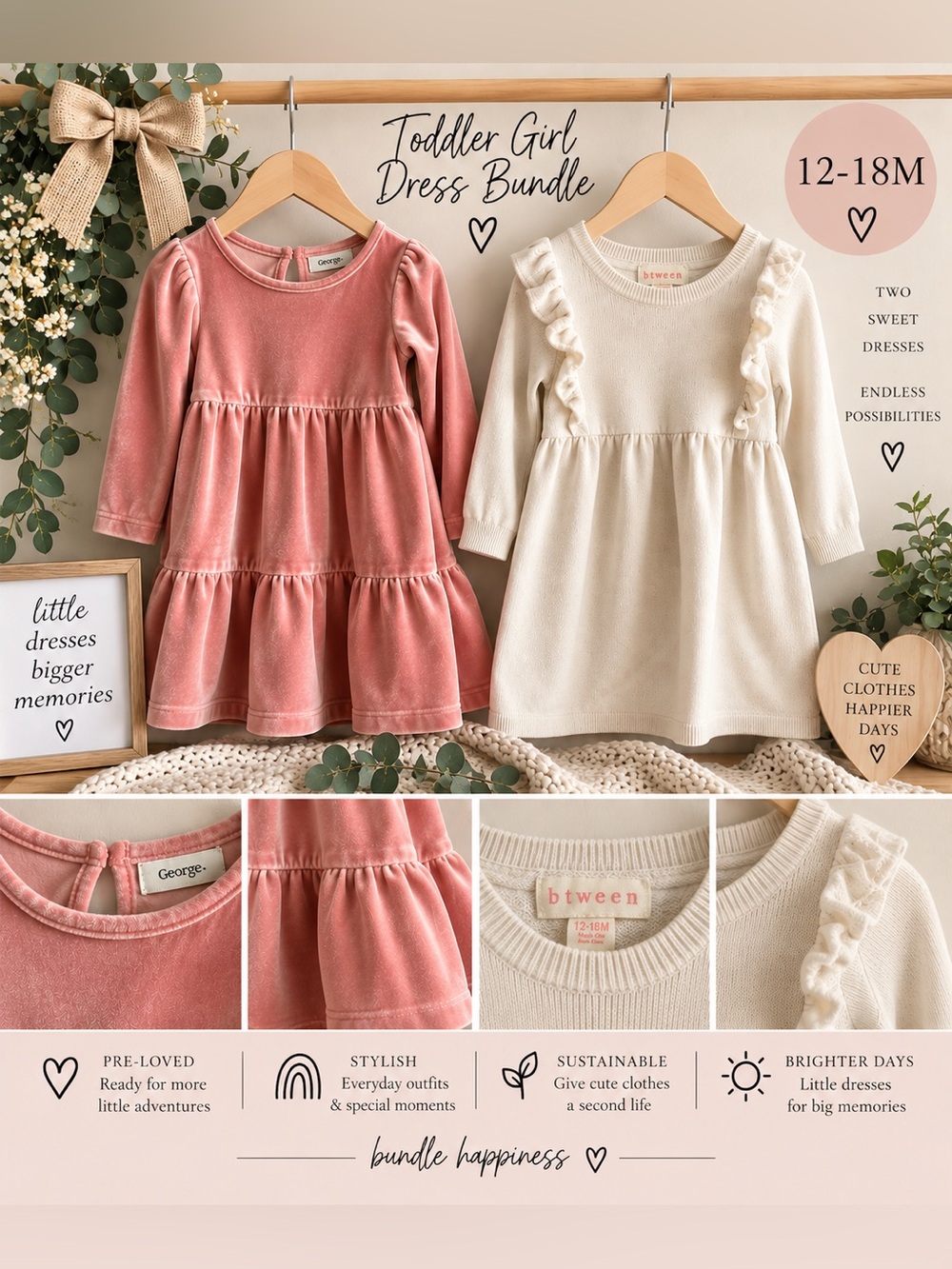 Toddler Girls 2-Piece Dress Bundle 12–18M | George + btween